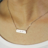 Personalized Sterling Silver Date Bar Necklace