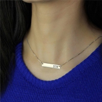 Sterling Silver Women's Initial Bar Necklace