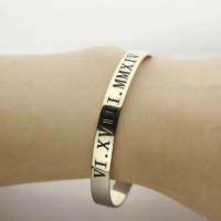 Valentine's Roman Numeral Date Cuff Bracelet Gifts for Her