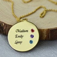 Custom Disc Necklace Engraved 3 Names For Mom