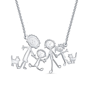 Personalized Engraved Children Art Drawing Necklace Doodle Necklace