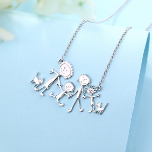 Personalized Engraved Children Art Drawing Necklace Doodle Necklace