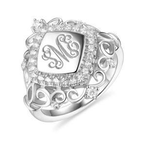 Personalized CZ Monogram Signet Ring