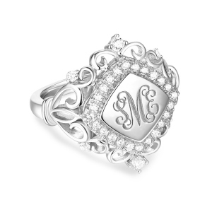 Personalized CZ Monogram Signet Ring