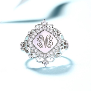 Personalized CZ Monogram Signet Ring