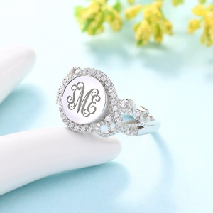 Personalized Round CZ Monogram Ring