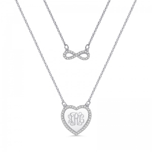 Custom Monogram Infinity Double-Layered Necklace Sterling silver