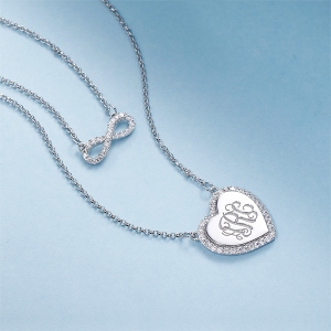 Custom Monogram Infinity Double-Layered Necklace Sterling silver